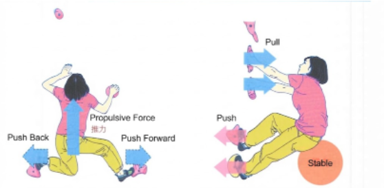 Push back and push forward: the wall returns the force you put into it.
